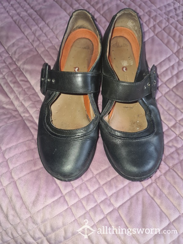 Nurse Black Leather Shoes Size 6