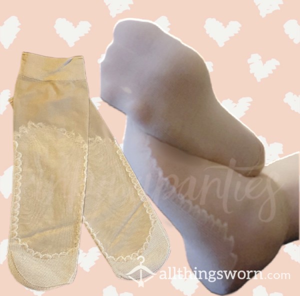 Nude Nylon Ankle Socks W/Cotton Reinforced Soles - Includes 2-day Wear & U.S. Shipping