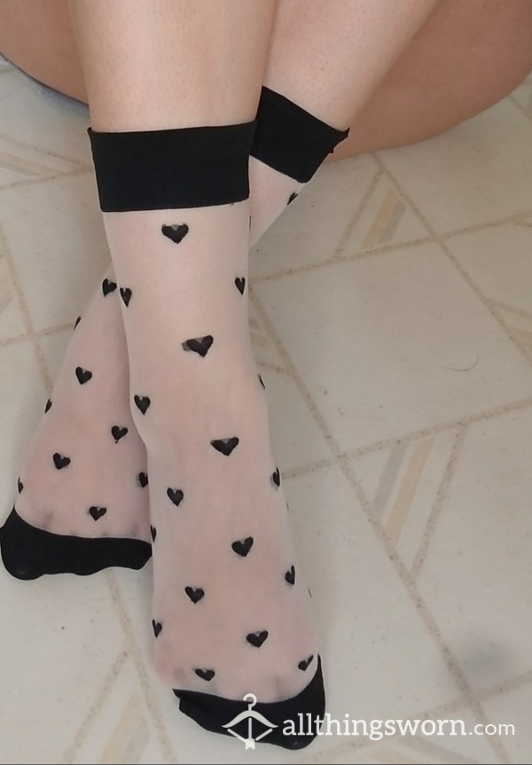 Nylon Black Heart Socks