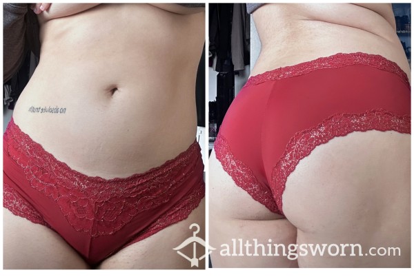 Nylon / Spandex Red Panties With Cotton Gusset