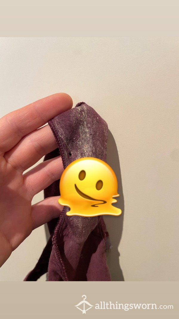 Old And Consumed Purple Full Back Panties Worn By Italian Goddess For 48hrs 😮‍💨