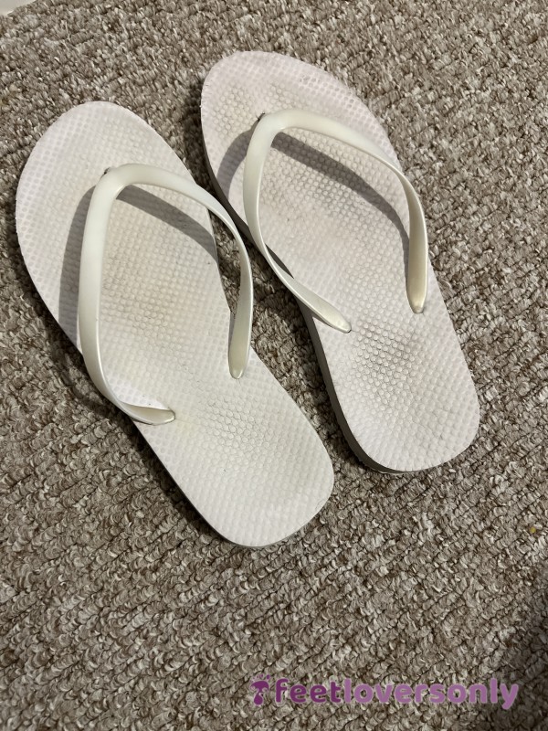 Old And Dirty White Slippers