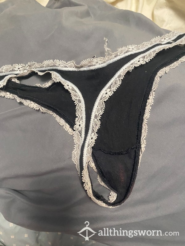 Old And Faded Black And White Thong