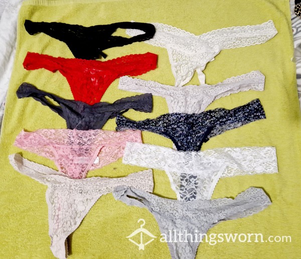 ✨️SPECIAL OFFER ✨️CHOOSE 3 PAIRS FOR £15✨️Old And Well Worn Lace Thongs. Size UK 16 ✨️ Free UK Delivery✨️