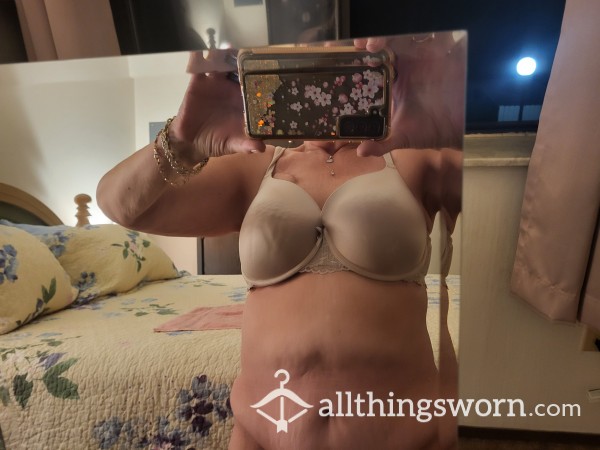 Old Beige Bra With Matching Lace Trim Will Be Worn For 3 Days Without Bathing