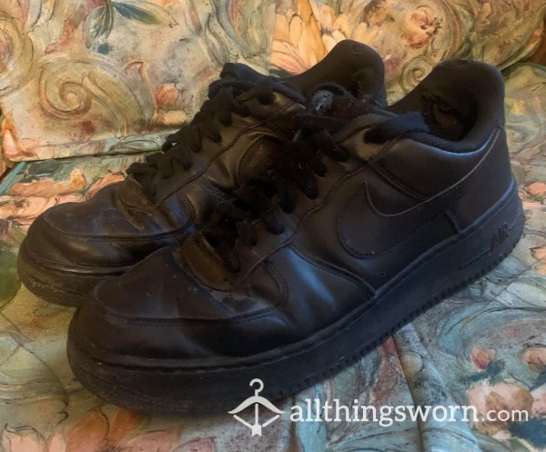Old Black Air Force 1's, Well Worn, Size 8