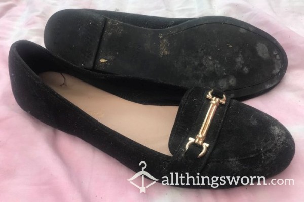 Old Black Flats In A Size 8