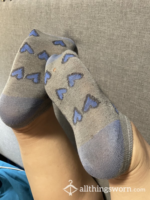 Old Blue Heart Socks For Cubby Feet