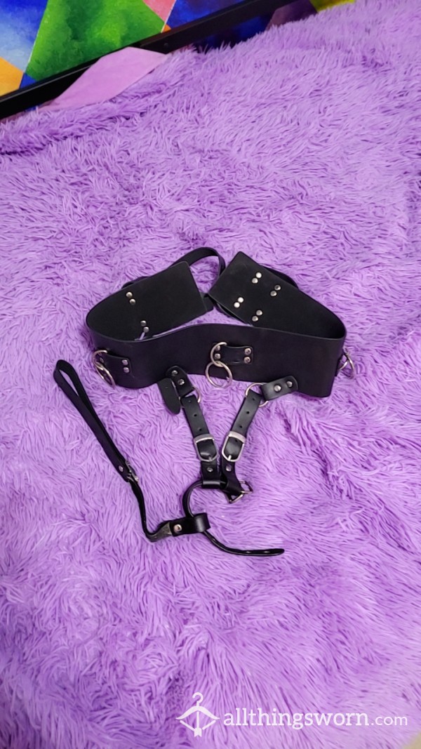 Old Dirty Black Leather Harness