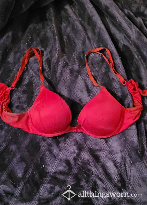 Old, Frequently Worn Red Bra photo