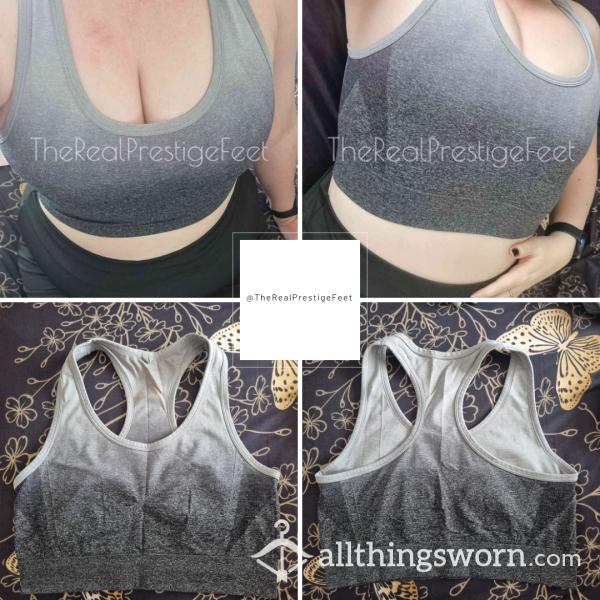 Old Grey Marl Sports Bra | Size 12-14 | Standard Wear 3 Days | Includes Proof Of Wear Pics & Access To My Boobies Folder - From £30.00