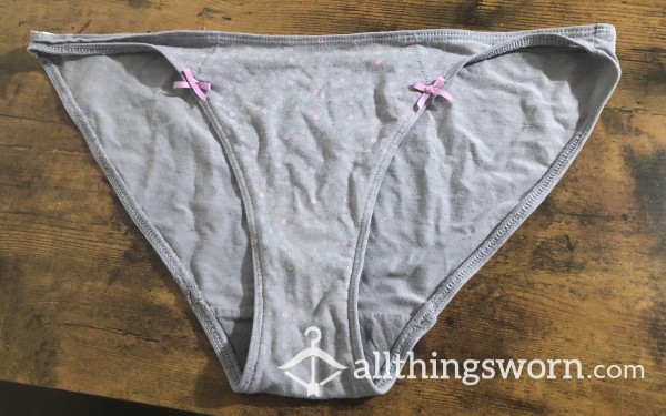 Old Pink And Gray Flower Panties - Includes US Shipping & 24 Hr Wear