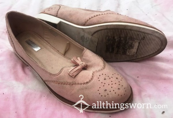 Old Pink Flats With Tassels, Size 7