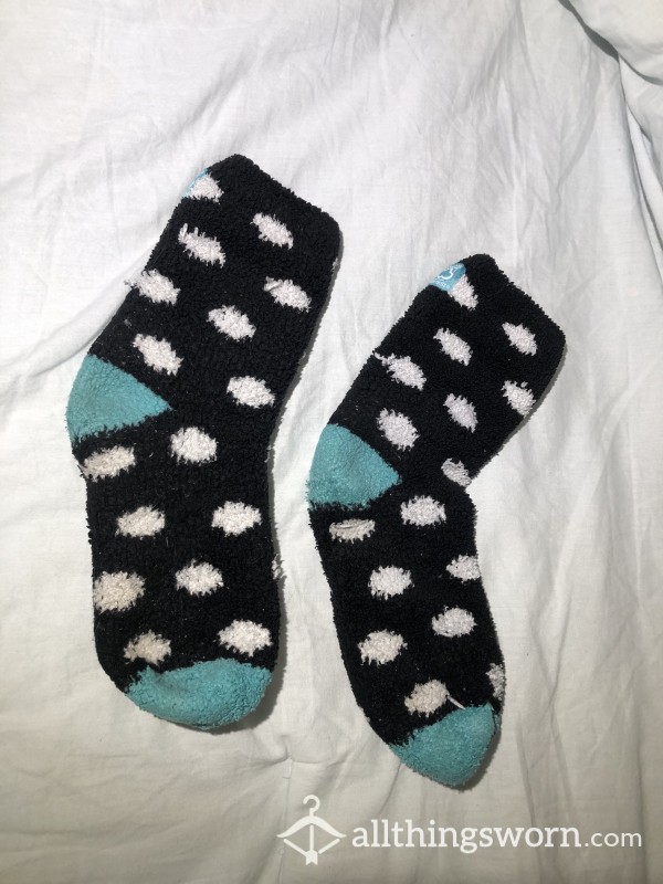 Old Polkadotted Fuzzy Socks