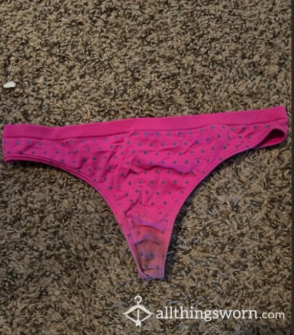 OLD, PUSSY STAINED PINK POLKADOT THONG
