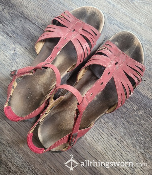 Old Sandals With Footprint, Size 9 US Women's