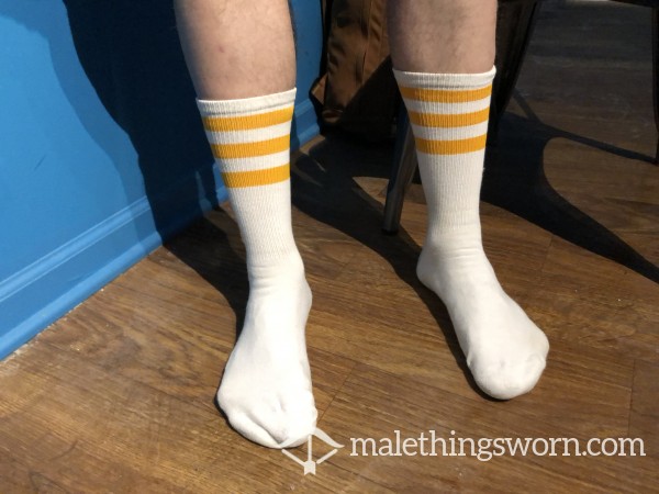 Old School Tube Socks With Yellow Stripes