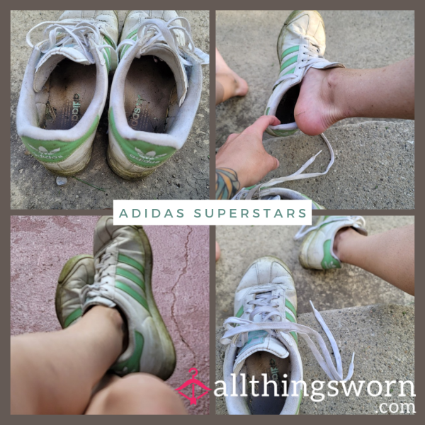 🤍💚 Old, Smelly Adidas Superstars ~ Includes 1 Week Extra Wear