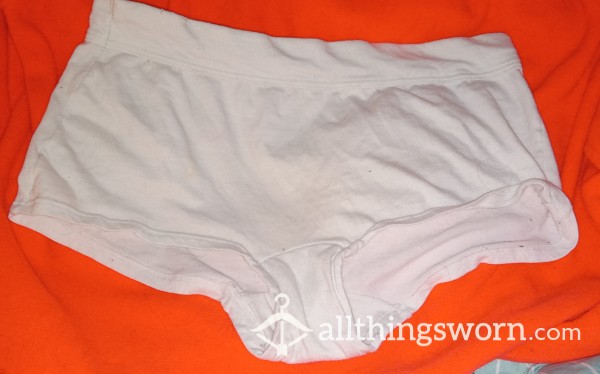 Old, Stained, Discolored & Tattered, Hanes X-Temp White Grannie Panties.  Size 6.