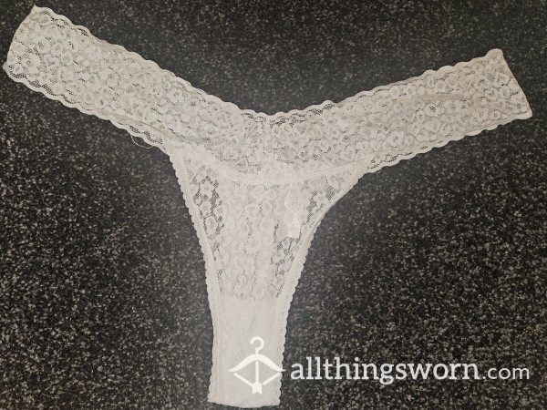 Old Thin White Lace Thong