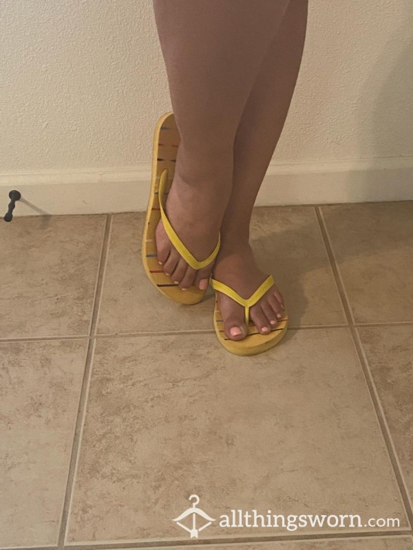 Old Used Yellow Sandals