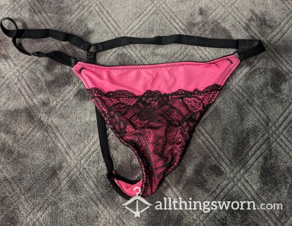Old Well-worn Bright Pink/black Thong