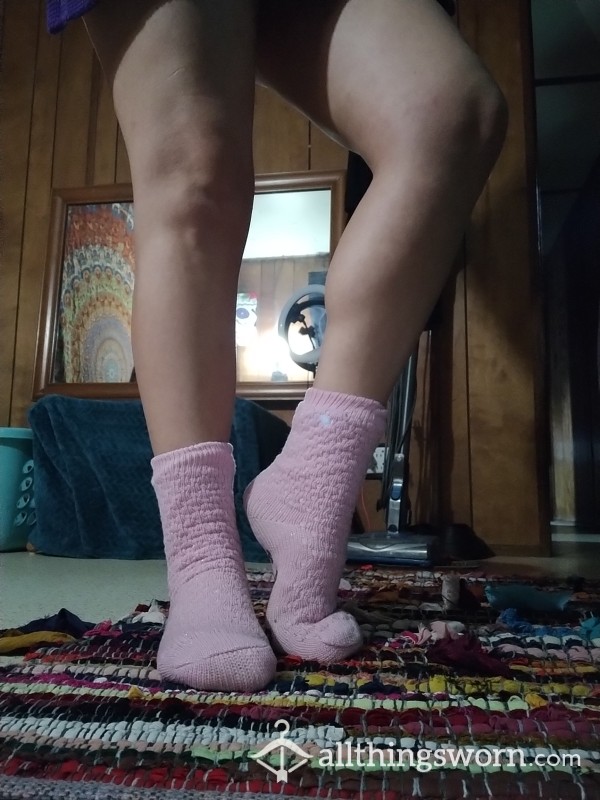 Old, Well Worn Pink Slipper Socks
