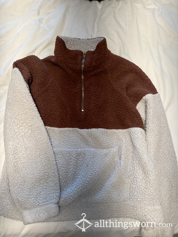 Old White/brown Quarter Zip Jacket (S)