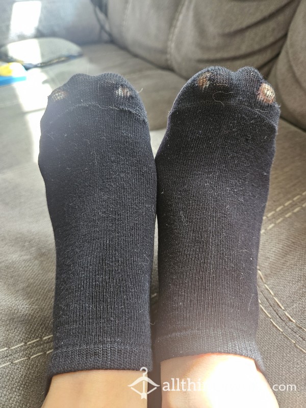Old Worn Black Ankle Socks