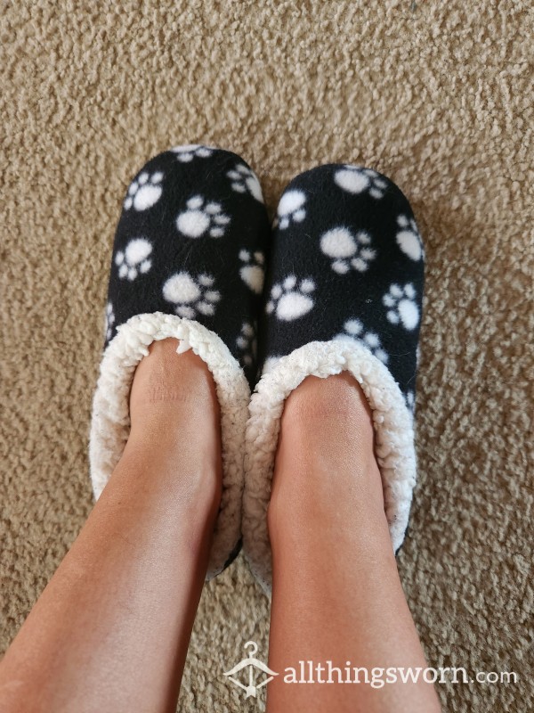 Old Worn Fuzzy House Slippers!