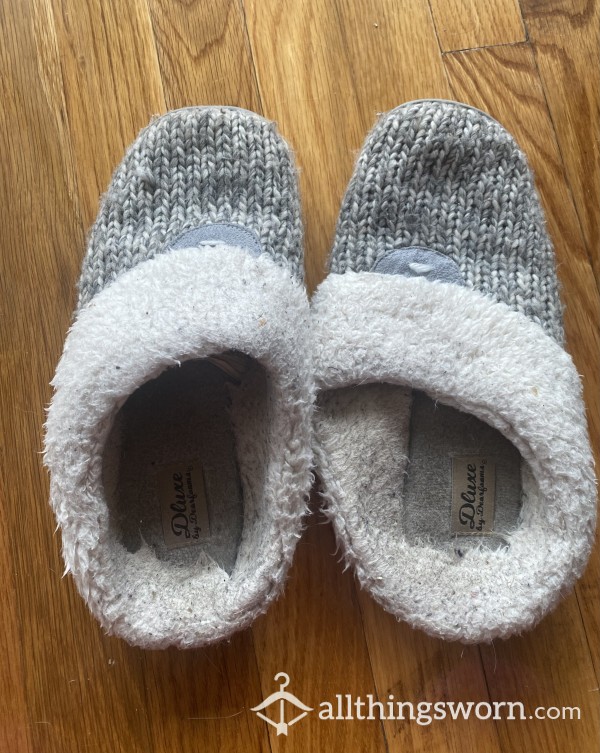Old, Worn Fuzzy Slippers.