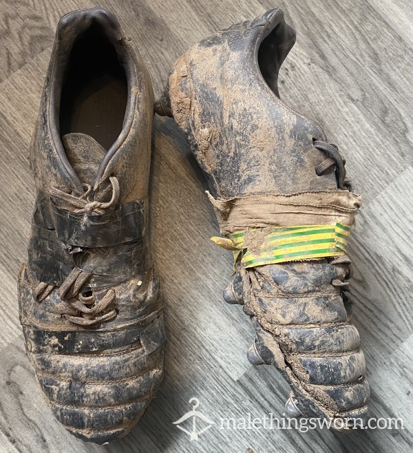Old Worn Out Dirty Rugby Boots