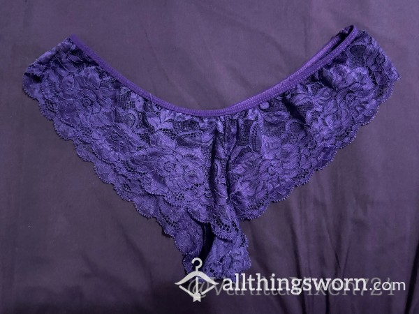 Old Worn Purple Lace Cheeky/thong Panties