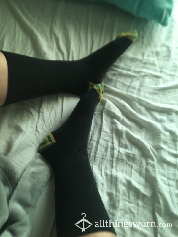 Old Yellow And Green Horseback Riding Socks 😈 Worn To The Extreme!