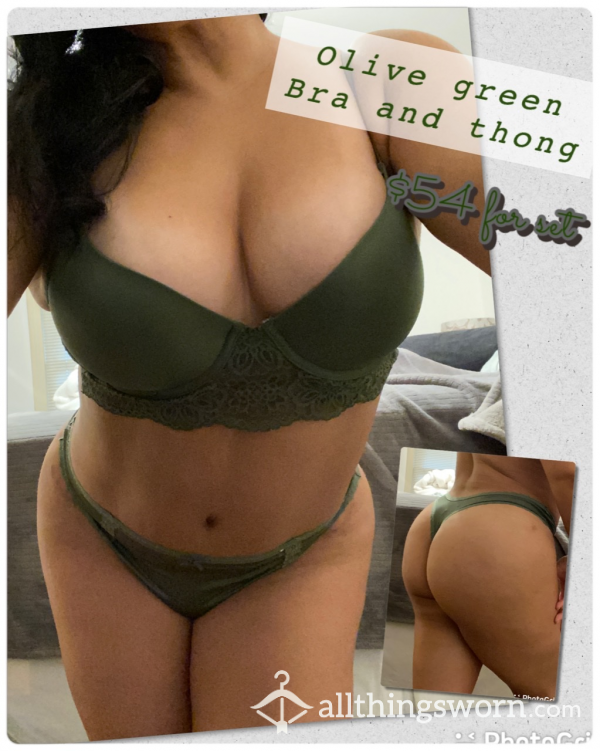 Olive Green Bra & Thong Set
