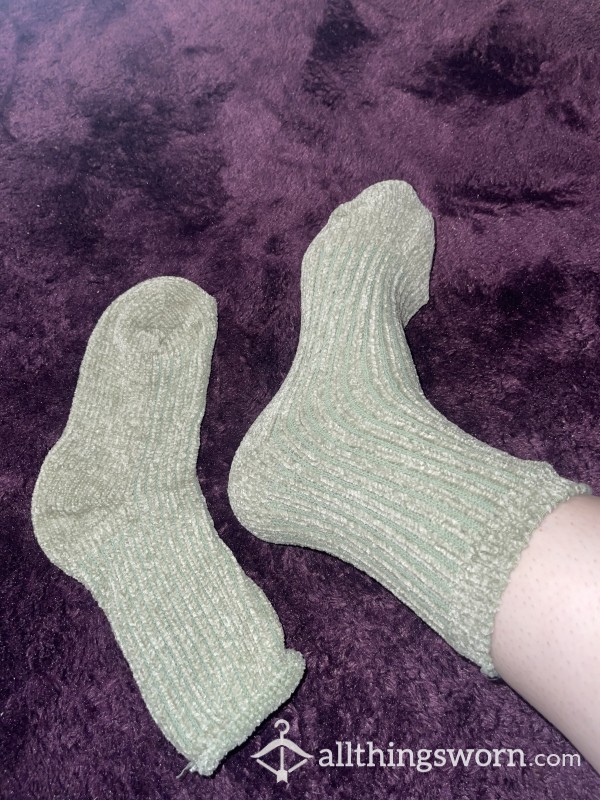 Olive Green Chenille Socks