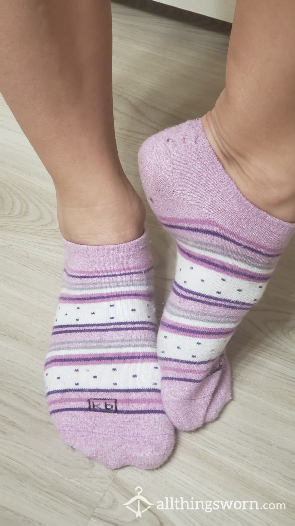 Purple And White Striped KB Ankle Socks Ship Free And Includes 4 Days Wear