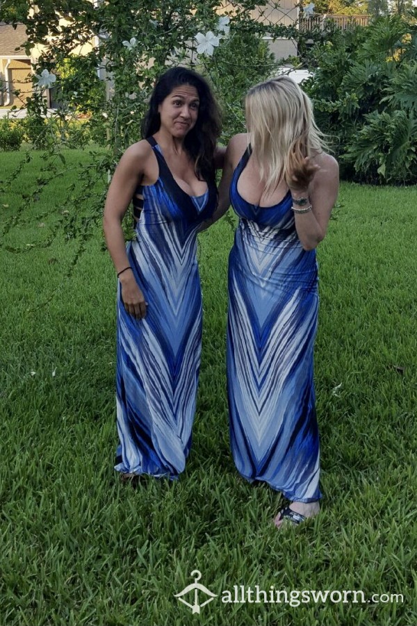 One Hot Dress..double Trouble! Hot & Sweaty In FL! Worn Blue & Black Sexy Dress. Size Small