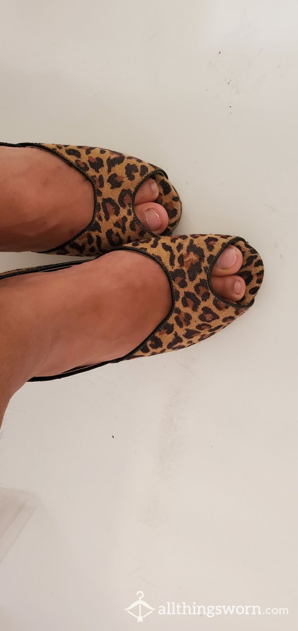 Open Toe Cheetah Print High Heels