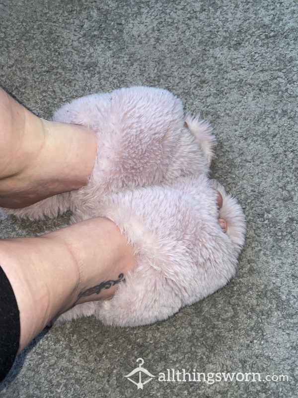 Open Toed Slippers Well Worn