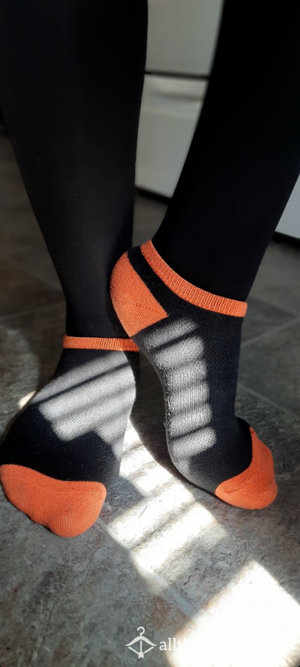 Orange And Black Ankle Socks