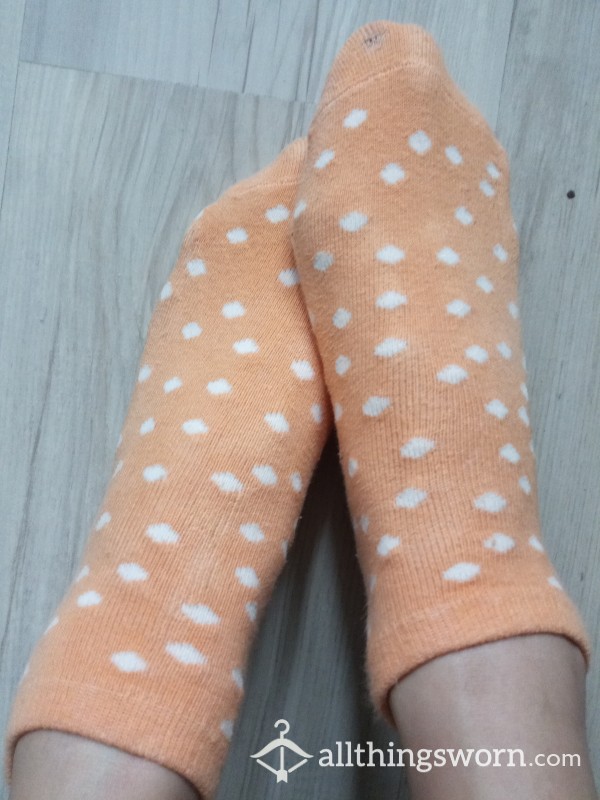 Orange And White Pokadot Ankle Socks 🍊⚪