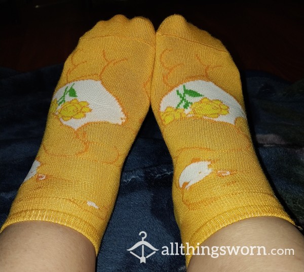Yellow Care Bear Ankle Socks
