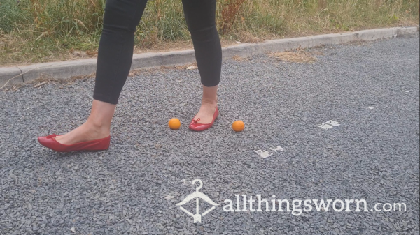 Orange Crushing Clip In Ballet Flats