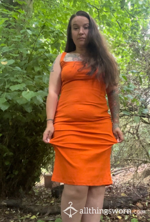 Orange Dress Making Naked Lemonade In The Woods