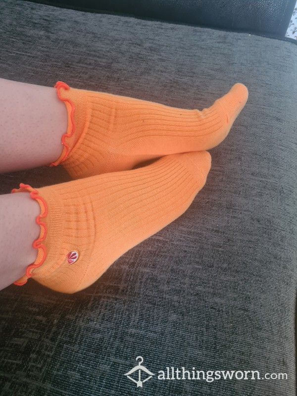Orange Frilly Cotton Socks 🧡
