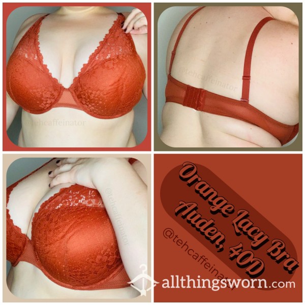 Orange Lacy Bra - Auden 40 DD - Free Shipping & Tracking In The USA