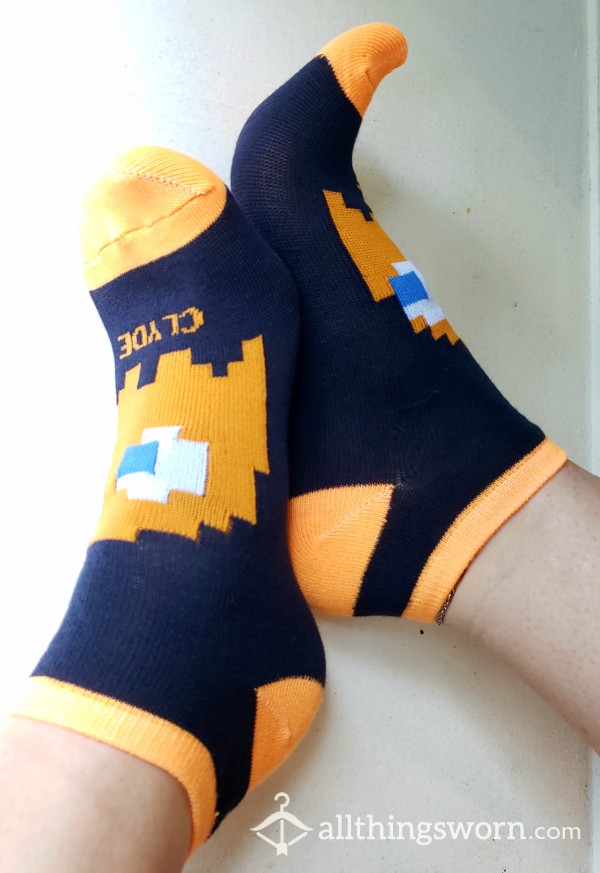 Orange Pac-Man Clyde Ankle Socks🧡