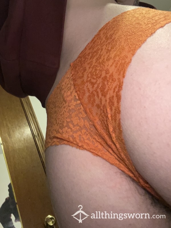 Orange PINK Lace Cheeky Thong