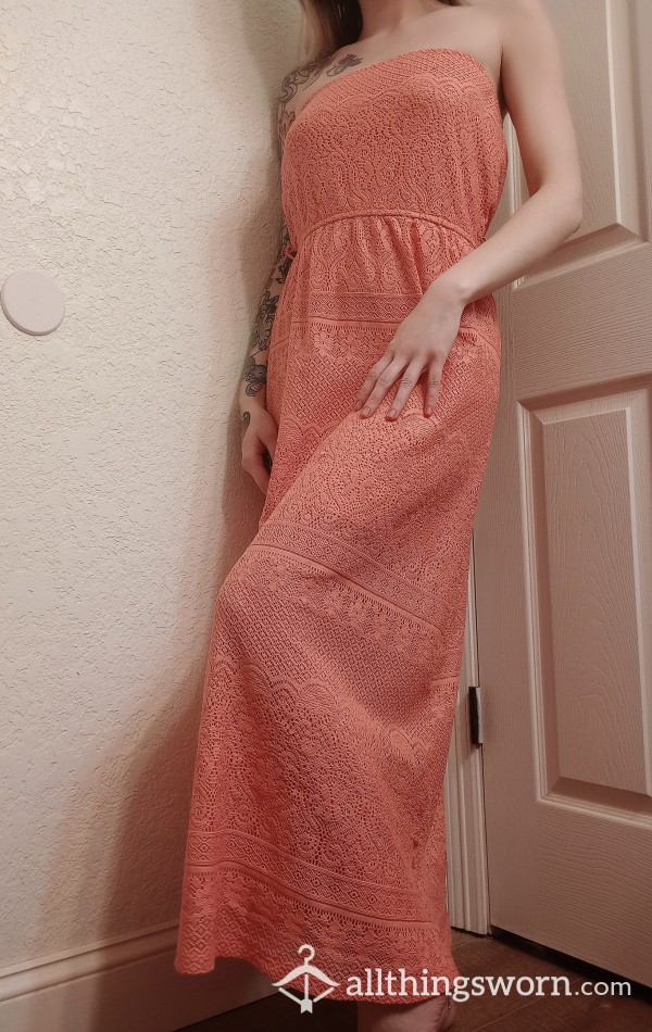 Orange Strapless Summer Dress